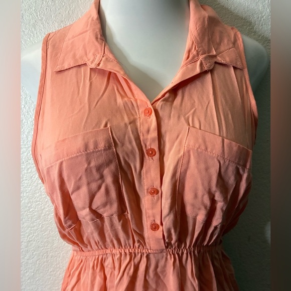 🆕Rue21 Women's Coral Sleeveless Utility Shirt Dress L🆕 - Picture 4 of 10